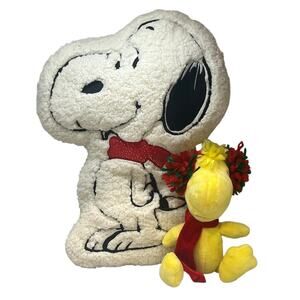 Peanuts Snoopy Christmas 16" Sherpa Pillow Woodstock 8" Plush